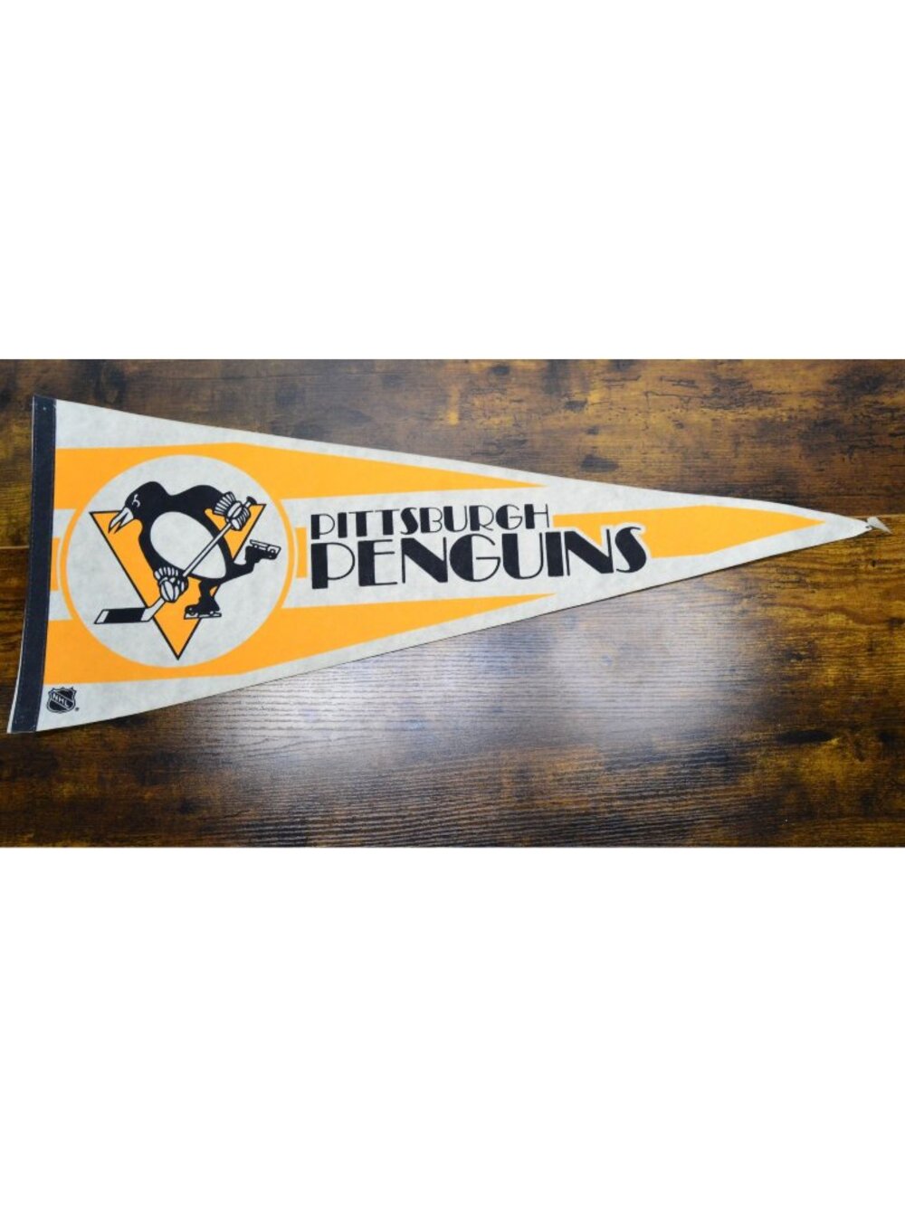 Vintage NHL Pittsburgh Penguins hockey pennant damaged tip 30 inches